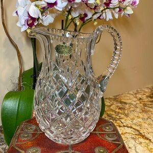 Vintage Europa Hand Cut 24% Lead Crystal Diamond & Starburst Motif Jug Pitcher